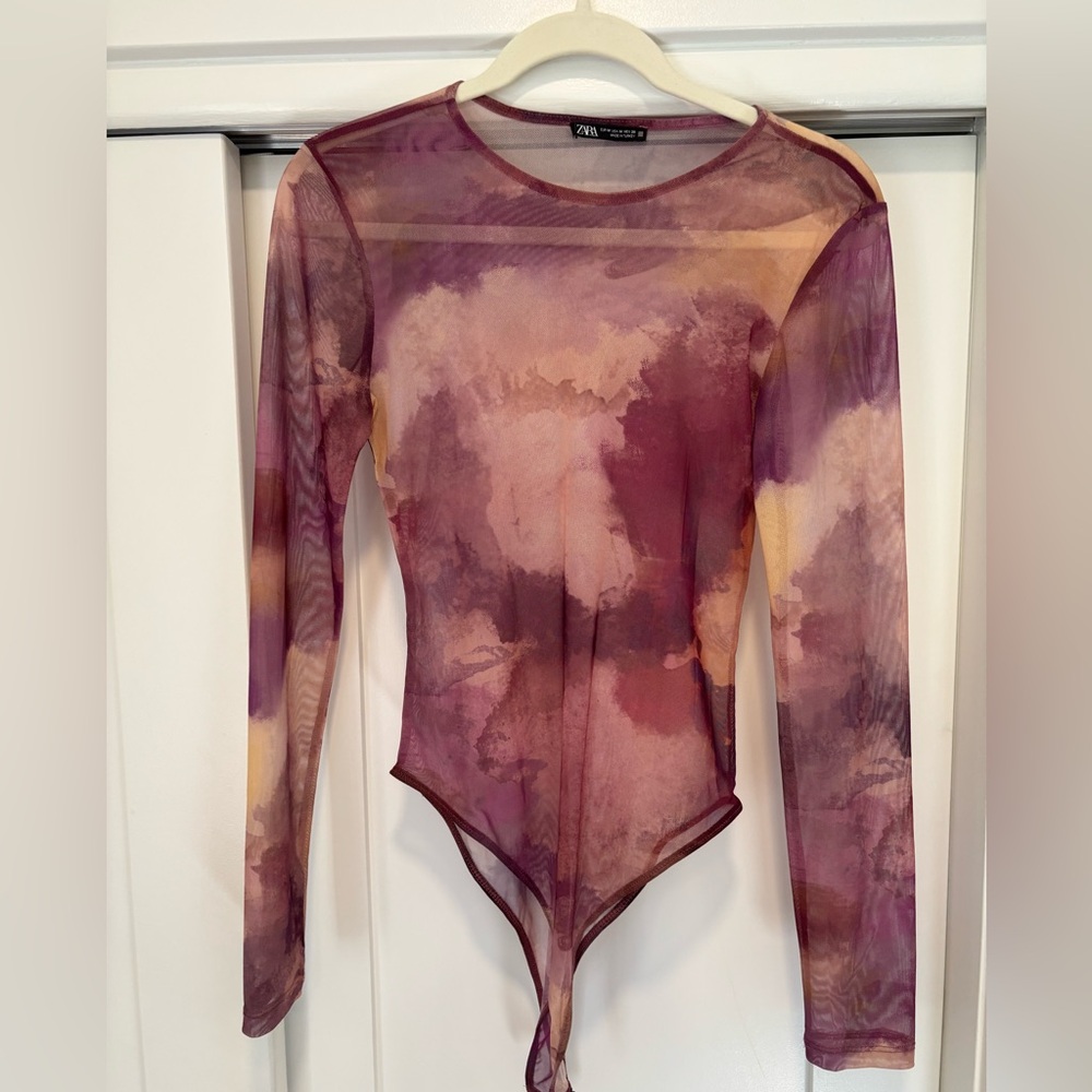 Zara Mesh Long Sleeve Bodysuit